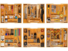 Expandable Bamboo Drawer Organizer with 6-8 Compartments